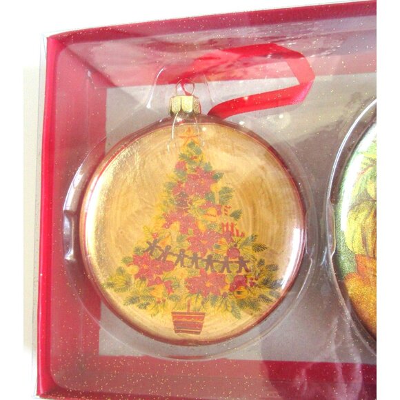 Vintage Theme Christmas Ornaments (3) Glass/Gold Finish- Metropolitan Museum Art - Picture 2 of 6